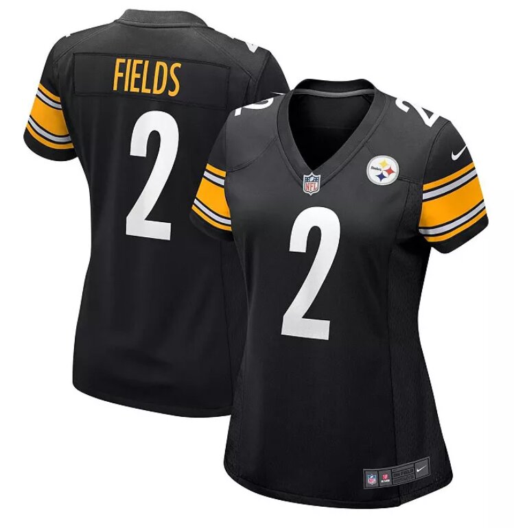 Women  Pittsburgh Steelers #2 Justin Fields Black Game 2024 NFL Nike jersey